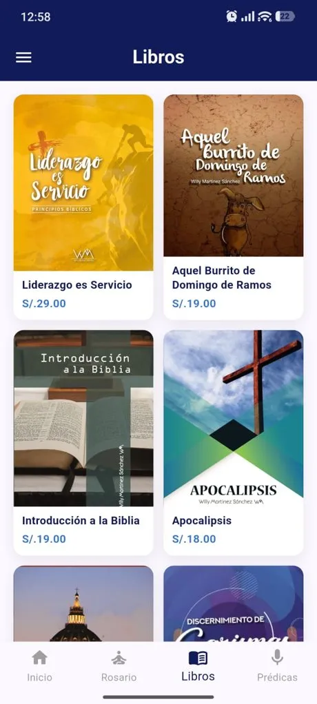Pantalla de la app: Libros